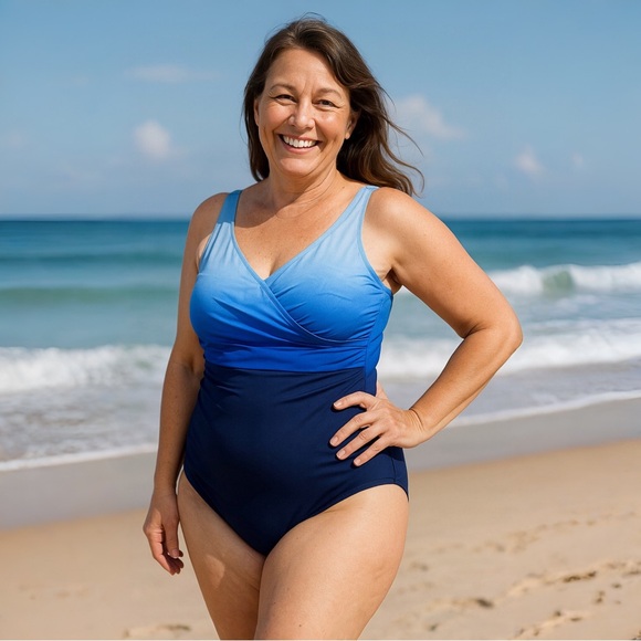 Miraclesuit x Talbots FIRM HOLD blue One Piece Size 10 Blue Ombre Tummy Control - Picture 2 of 6